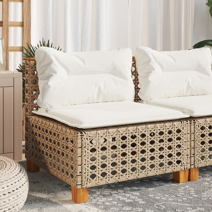 Divano Giardino Senza Braccioli con Cuscini Beige in Polyrattan | homemem39