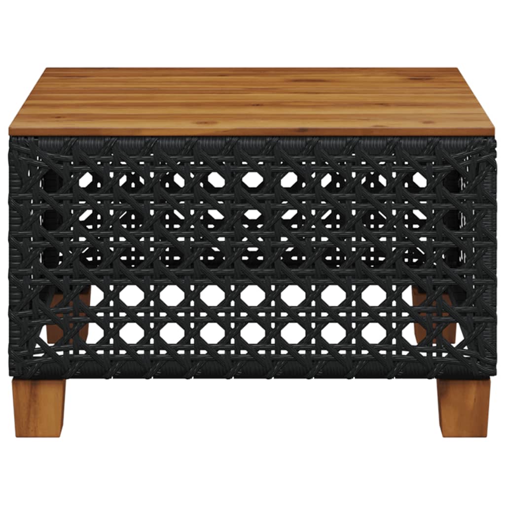 Tavolo da Giardino Nero 55x55x36cm in Polyrattan e Legno Acacia - homemem39