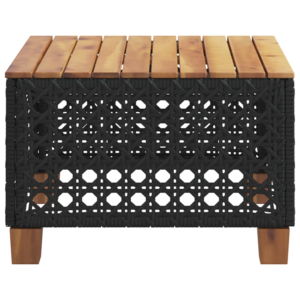 Tavolo da Giardino Nero 55x55x36cm in Polyrattan e Legno Acacia - homemem39