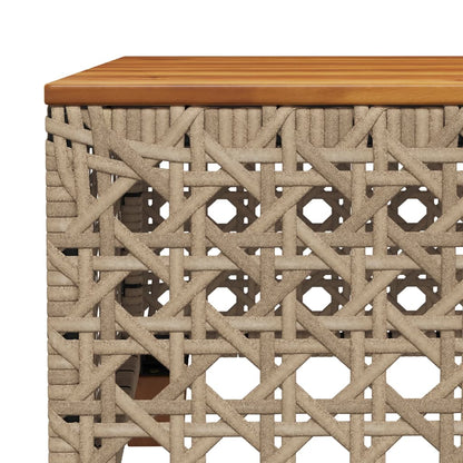 Tavolo da Giardino Beige 55x55x36 cm Polyrattan e Legno Acacia