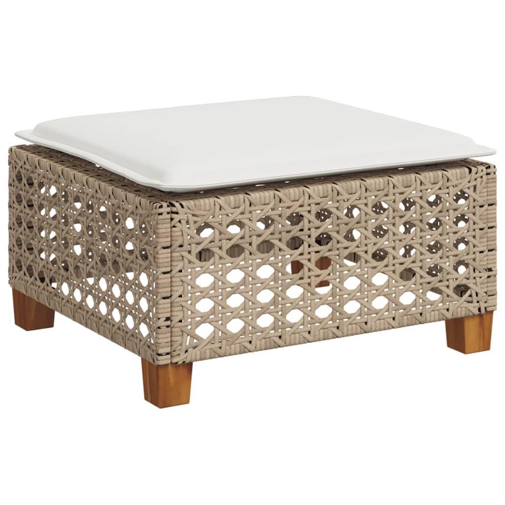 Sgabello Giardino con Cuscino Beige 63,5x56x32 cm in Polyrattan