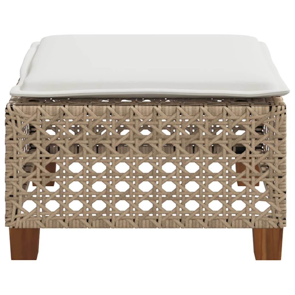 Sgabello Giardino con Cuscino Beige 63,5x56x32 cm in Polyrattan