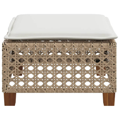 Sgabello Giardino con Cuscino Beige 63,5x56x32 cm in Polyrattan