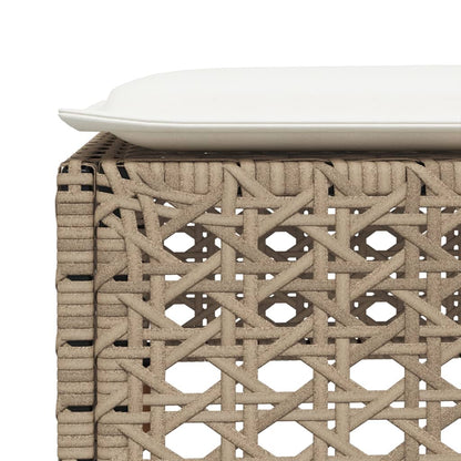 Sgabello Giardino con Cuscino Beige 63,5x56x32 cm in Polyrattan