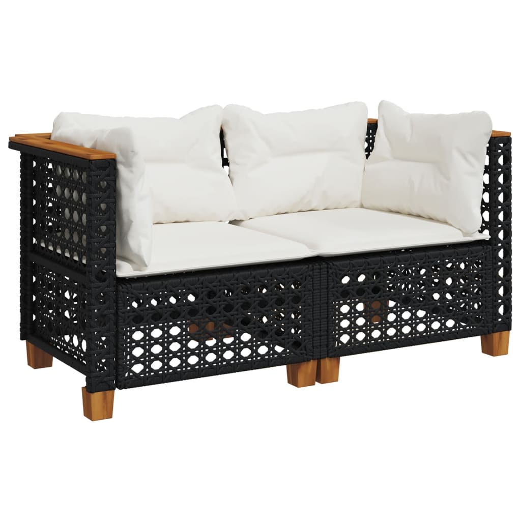 Divani Angolari da Giardino con Cuscini 2pz Polyrattan Nero | homemem39