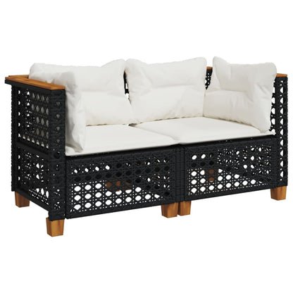 Divani Angolari da Giardino con Cuscini 2pz Polyrattan Nero | homemem39