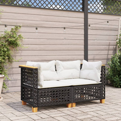 Divani Angolari da Giardino con Cuscini 2pz Polyrattan Nero | homemem39