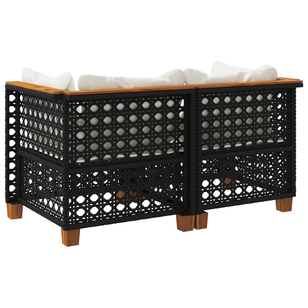 Divani Angolari da Giardino con Cuscini 2pz Polyrattan Nero | homemem39