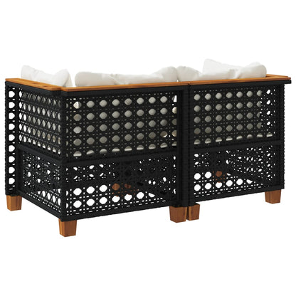Divani Angolari da Giardino con Cuscini 2pz Polyrattan Nero | homemem39