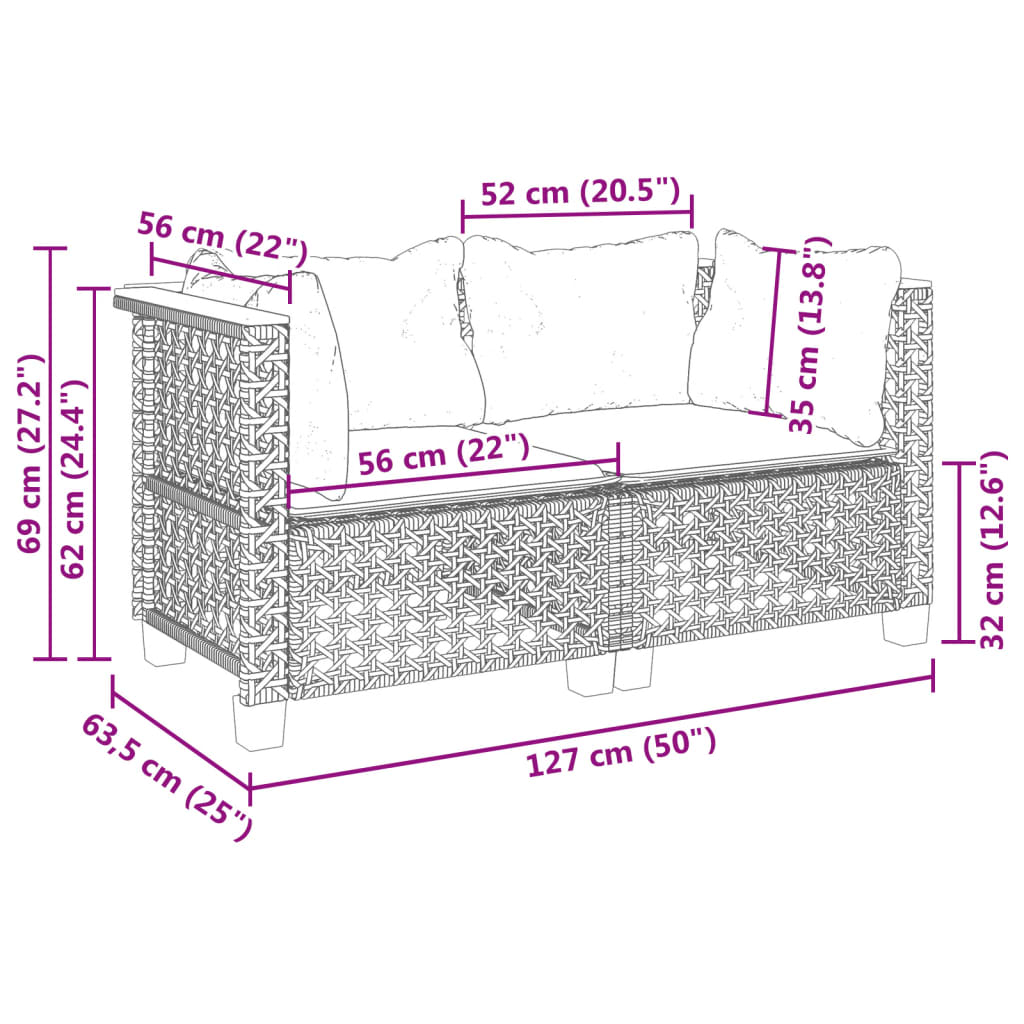 Divani Angolari da Giardino con Cuscini 2pz Polyrattan Nero | homemem39