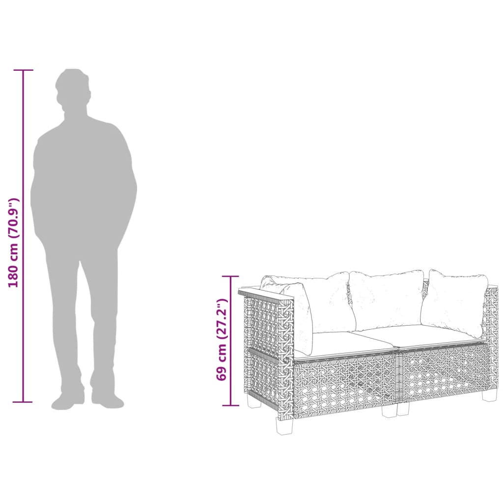Divani Angolari da Giardino con Cuscini 2pz Polyrattan Nero | homemem39