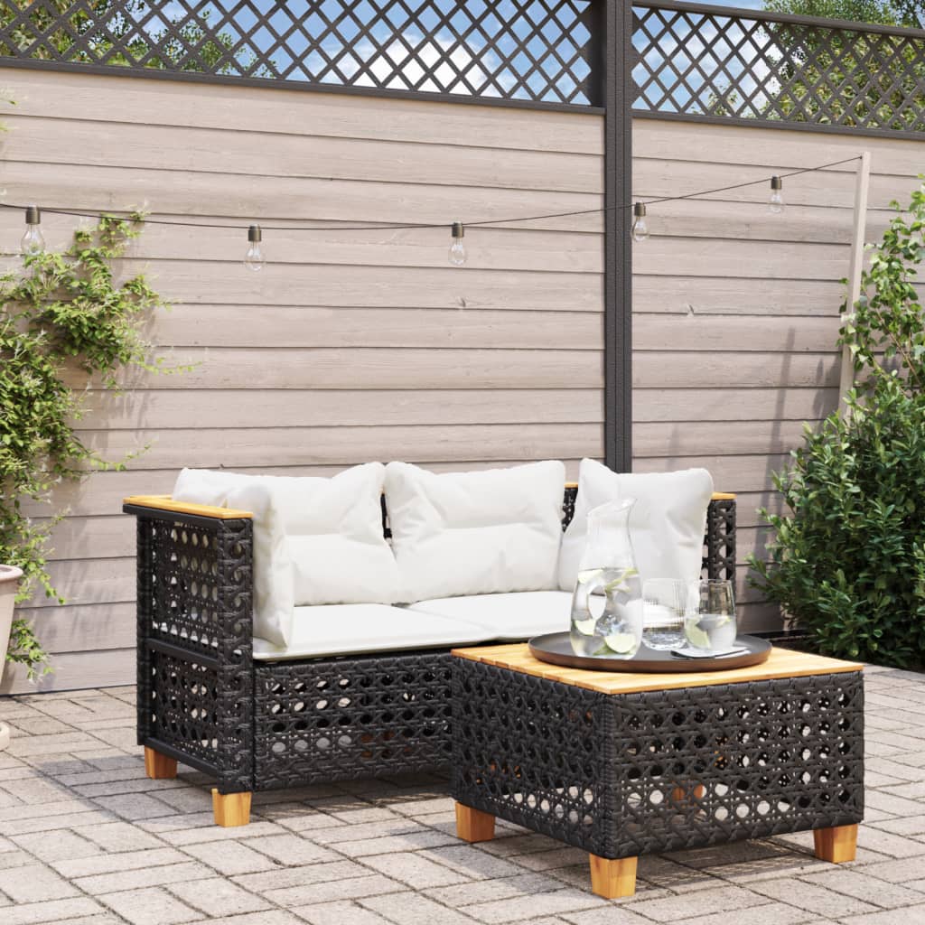 Divani Angolari da Giardino con Cuscini 2pz Polyrattan Nero | homemem39