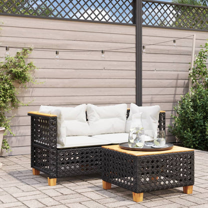 Divani Angolari da Giardino con Cuscini 2pz Polyrattan Nero | homemem39