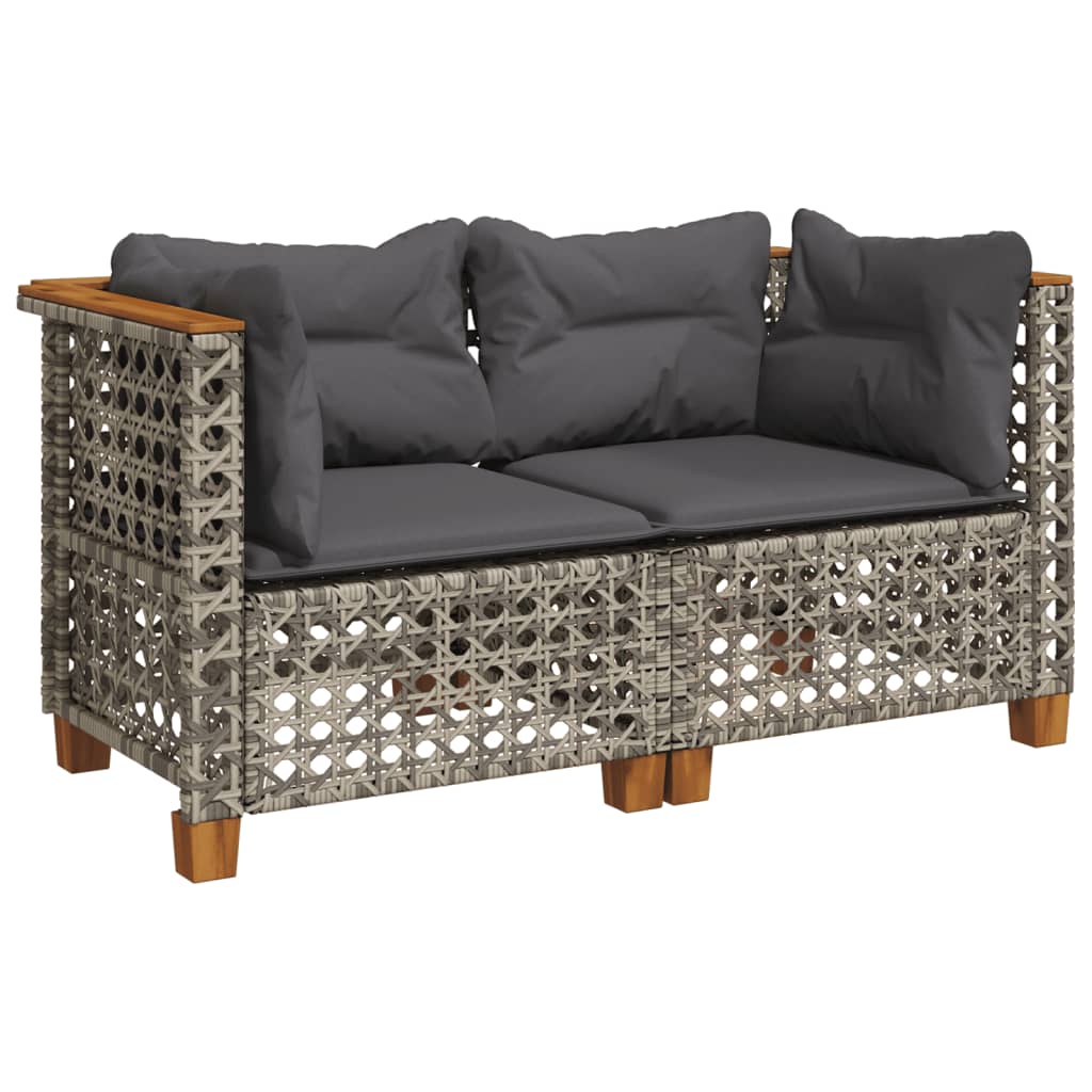 Divani Angolari da Giardino con Cuscini 2pz Polyrattan
