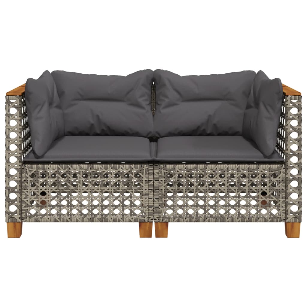 Divani Angolari da Giardino con Cuscini 2pz Polyrattan