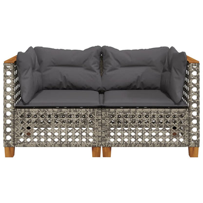 Divani Angolari da Giardino con Cuscini 2pz Polyrattan