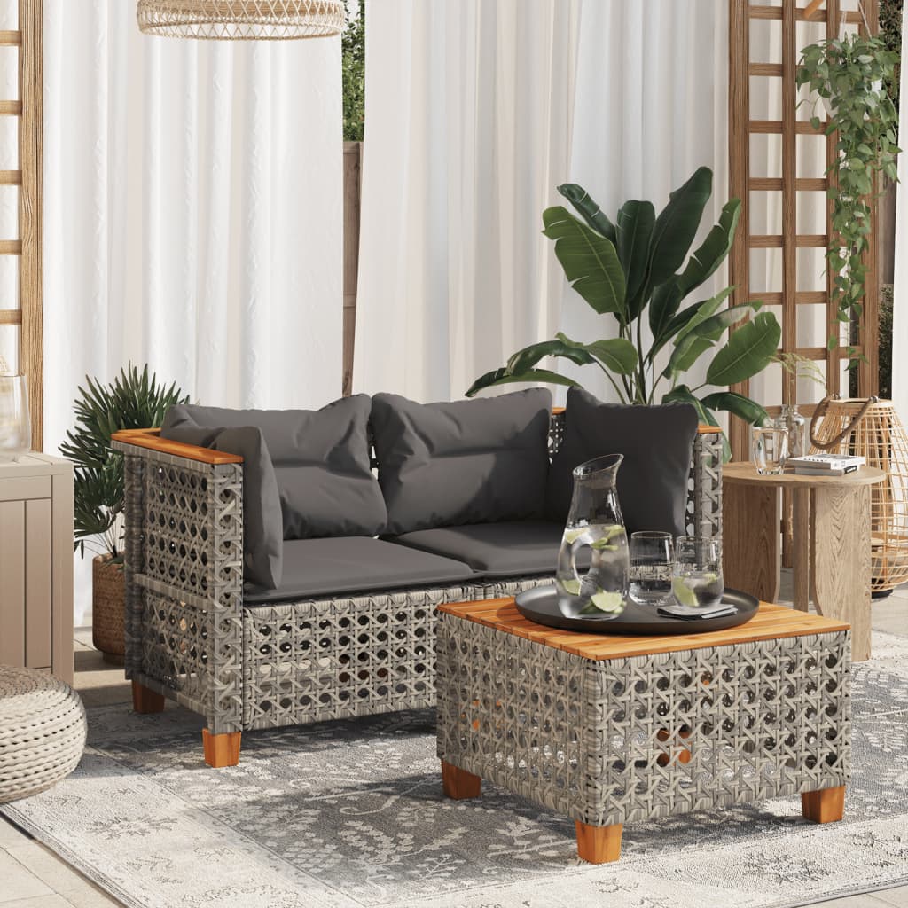 Divani Angolari da Giardino con Cuscini 2pz Polyrattan