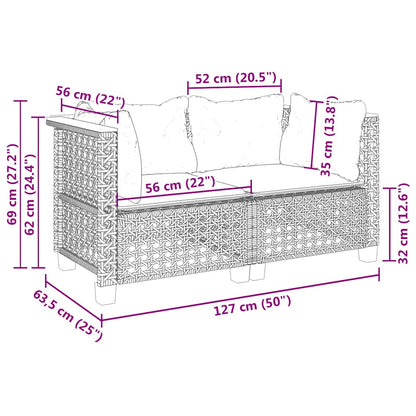 Divani Angolari da Giardino con Cuscini 2 Beige Polyrattan | homemem39