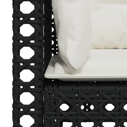 Divano da Giardino a 3 Posti con Cuscini Nero in Polyrattan | homemem39