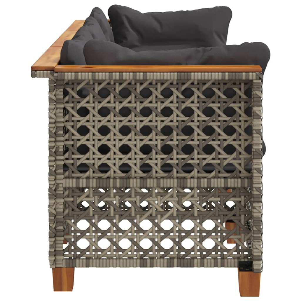 Divano da Giardino con Cuscini 3 Posti Grigio in Polyrattan | homemem39