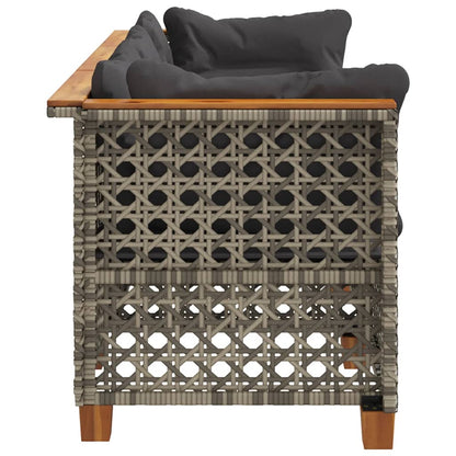 Divano da Giardino con Cuscini 3 Posti Grigio in Polyrattan | homemem39