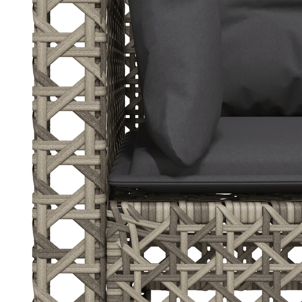 Divano da Giardino con Cuscini 3 Posti Grigio in Polyrattan | homemem39