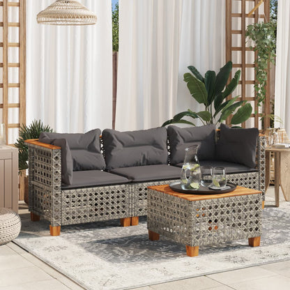 Divano da Giardino con Cuscini 3 Posti Grigio in Polyrattan | homemem39