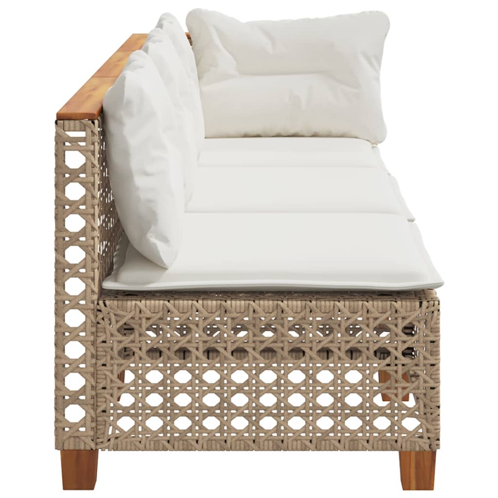 Divano da Giardino con Cuscini a 3 Posti Beige in Polyrattan | homemem39