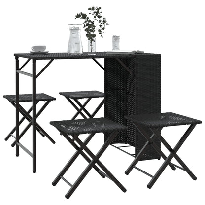 Set da Pranzo da Giardino Pieghevole 5 pz Nero in Polyrattan | homemem39
