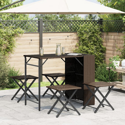 Set da Pranzo da Giardino Pieghevole 5 pz Marrone in Polyrattan | homemem39