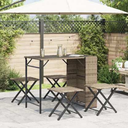 Set da Pranzo da Giardino Pieghevole 5pz Beige in Polyrattan | homemem39