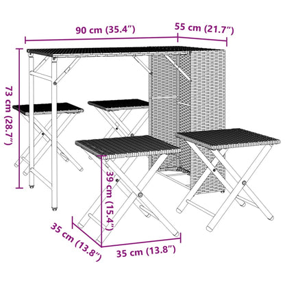 Set da Pranzo da Giardino Pieghevole 5pz Beige in Polyrattan | homemem39