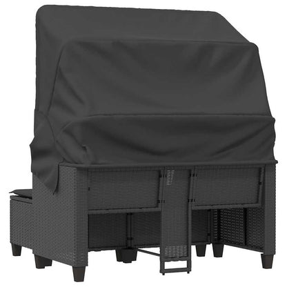 Divano Giardino 2 Posti Baldacchino e Sgabelli Nero Polyrattan | homemem39