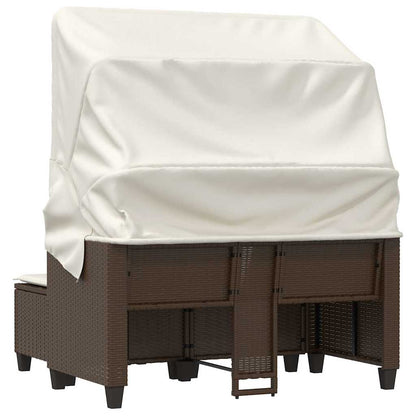 Divano Giardino 2 Posti Baldacchino Sgabelli Marrone Polyrattan | homemem39