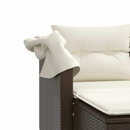 Divano Giardino 2 Posti Baldacchino Sgabelli Marrone Polyrattan | homemem39