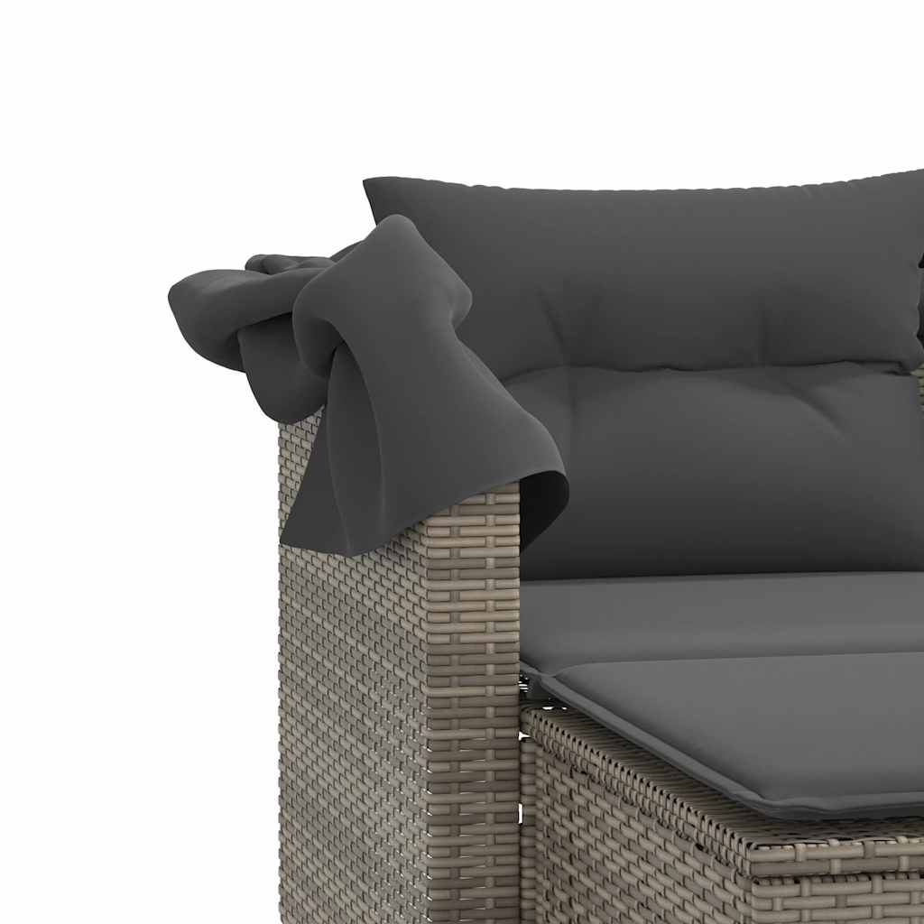 Divano Giardino 2Posti Baldacchino e Sgabelli Grigio Polyrattan | homemem39
