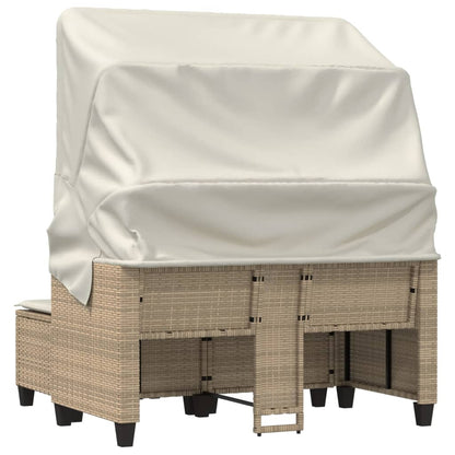 Divano Giardino 2 Posti Baldacchino e Sgabelli Beige Polyrattan | homemem39