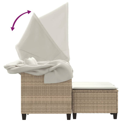 Divano Giardino 2 Posti Baldacchino e Sgabelli Beige Polyrattan | homemem39