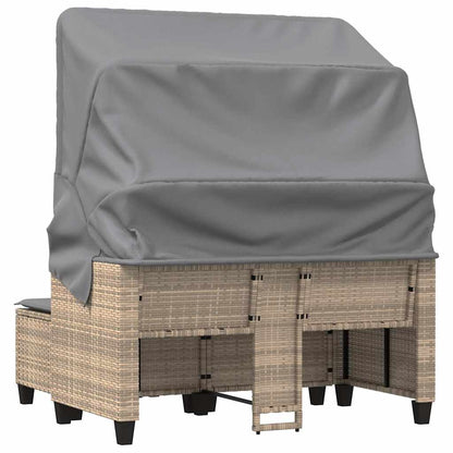 Divano Giardino 2 Posti Baldacchino e Sgabelli Beige Polyrattan | homemem39
