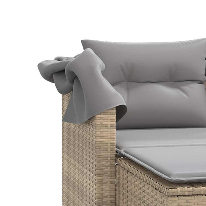 Divano Giardino 2 Posti Baldacchino e Sgabelli Beige Polyrattan | homemem39