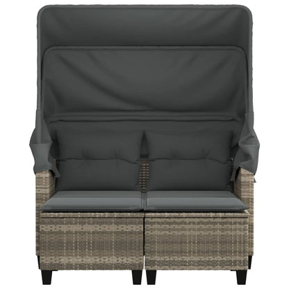 Divano Giardino 2 Posti Tetto Sgabelli Grigio Chiaro Polyrattan | homemem39