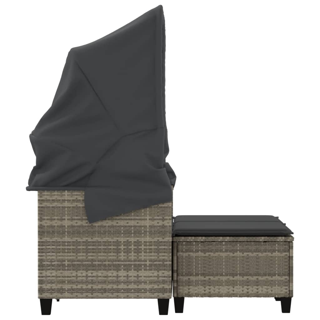 Divano Giardino 2 Posti Tetto Sgabelli Grigio Chiaro Polyrattan | homemem39