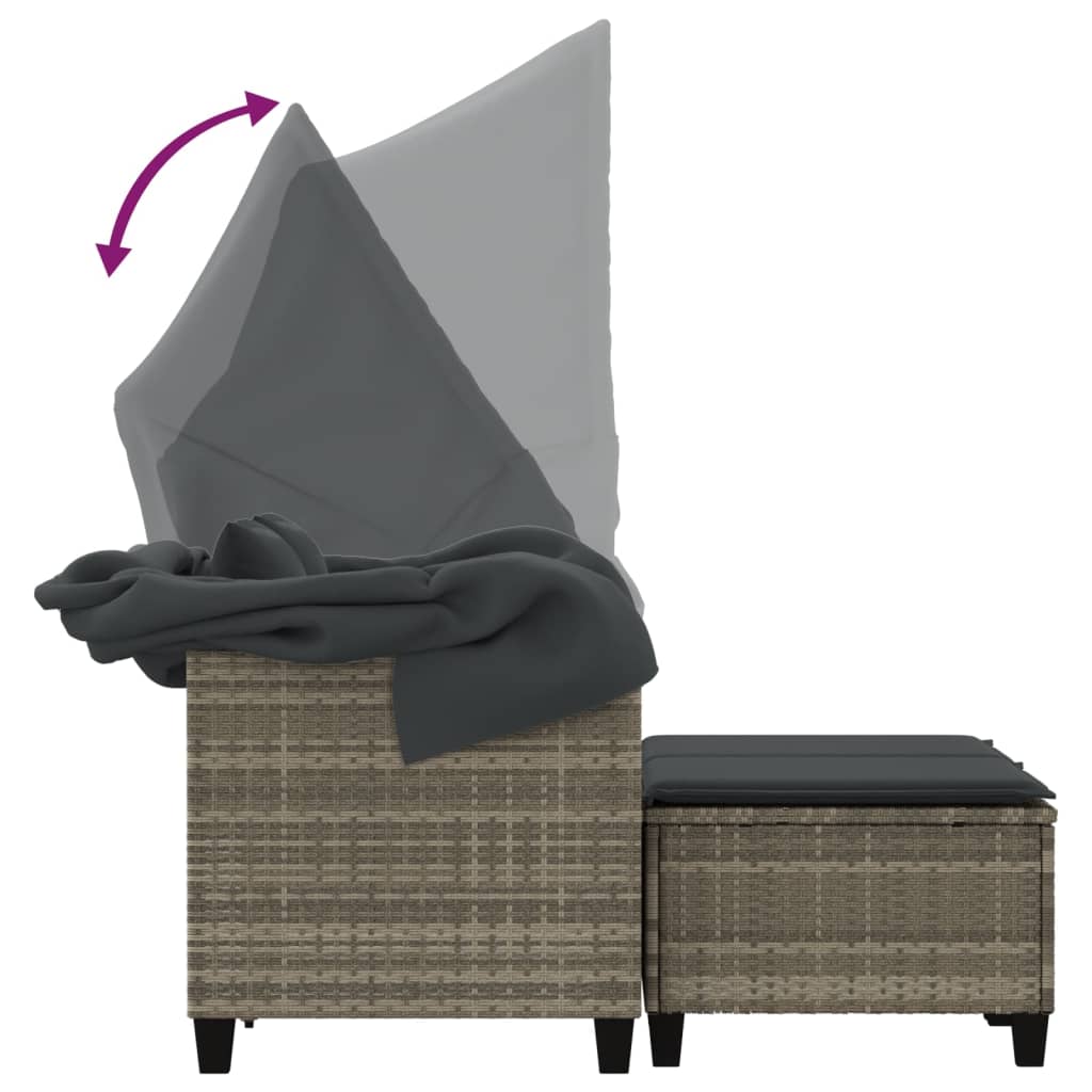 Divano Giardino 2 Posti Tetto Sgabelli Grigio Chiaro Polyrattan | homemem39