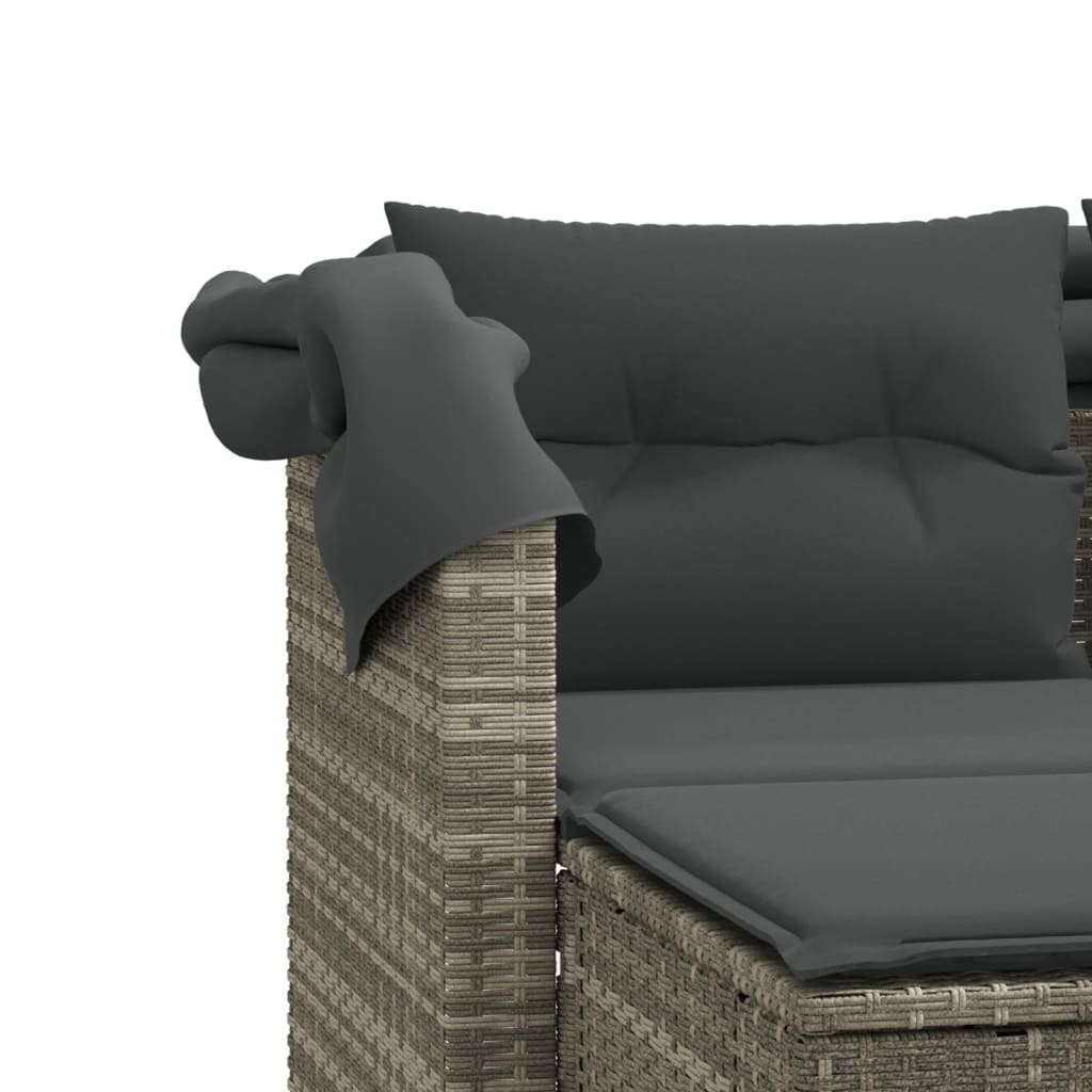 Divano Giardino 2 Posti Tetto Sgabelli Grigio Chiaro Polyrattan | homemem39