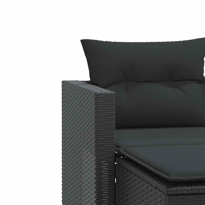 Divano da Giardino 2 Posti con Sgabelli Nero in Polyrattan | homemem39