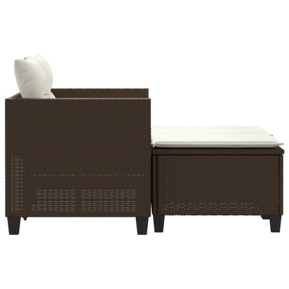 Divano da Giardino 2 Posti con Sgabelli Marrone in Polyrattan | homemem39
