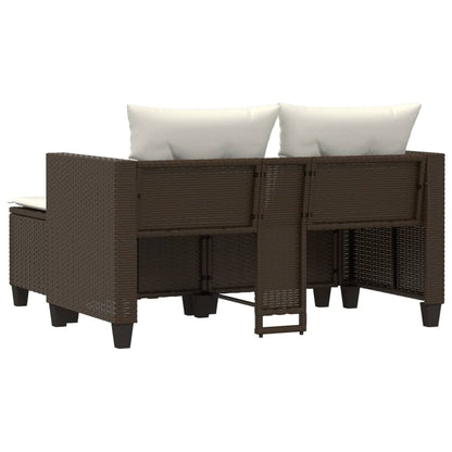 Divano da Giardino 2 Posti con Sgabelli Marrone in Polyrattan | homemem39