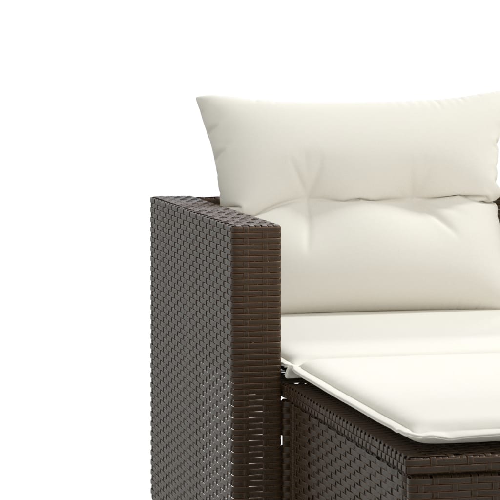Divano da Giardino 2 Posti con Sgabelli Marrone in Polyrattan | homemem39
