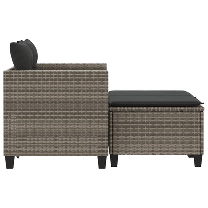 Divano da Giardino 2 Posti con Sgabelli Grigio in Polyrattan | homemem39