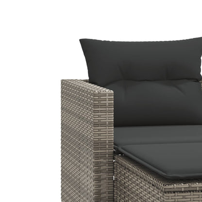 Divano da Giardino 2 Posti con Sgabelli Grigio in Polyrattan | homemem39